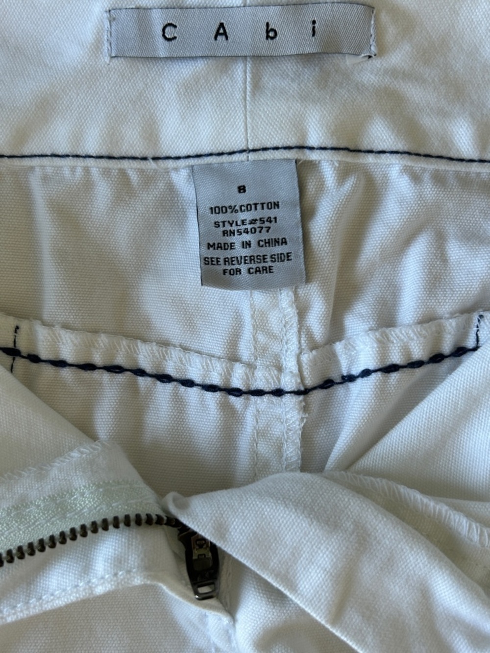 CAbi White A-Line Skirt with Navy Contrast Stitching - Picture 8 of 8